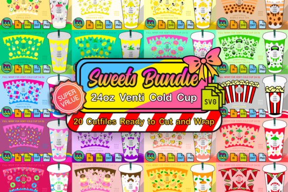 24oz Cold Cup Wraps Food Bundle