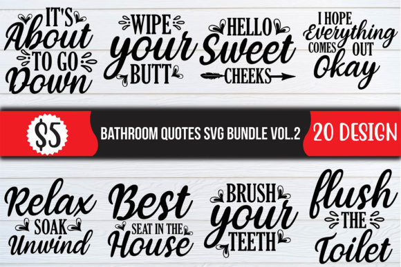 Bathroom Quotes SVG Bundle Vol.2