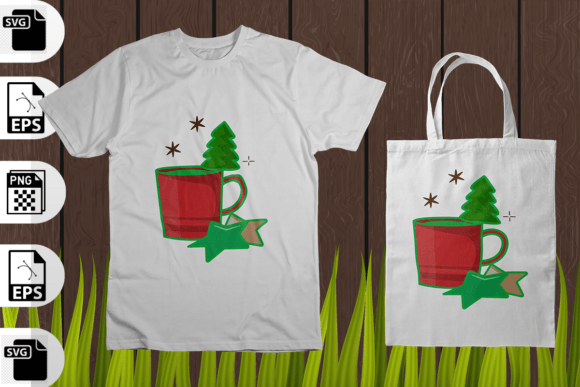 Christmas Coffee Cup SVG T-shirt Design