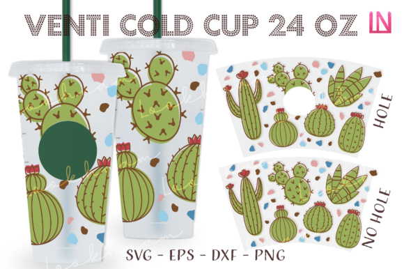 Cute Cactus Terrazzo 24 Oz Venti Cup SVG