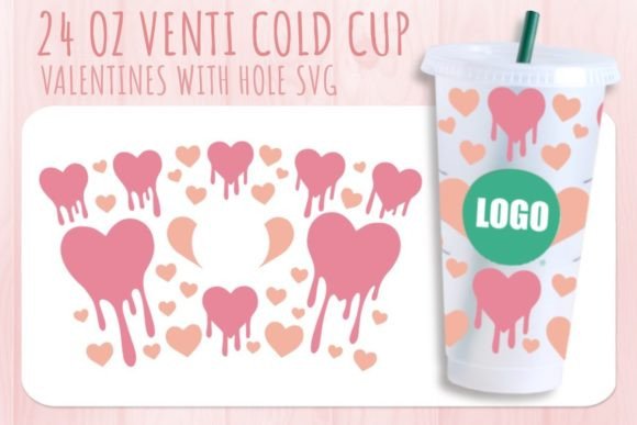 Heart Drip Valentine’s Cup SVG 24oz