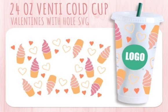 Ice Cream Valentine’s Cup SVG 24oz