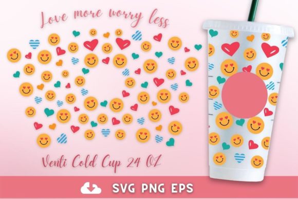 Love More Worry 24oz Venti Cold Cup SVG