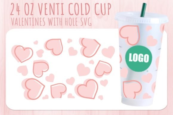Pink Heart Valentine’s Cup SVG 24oz