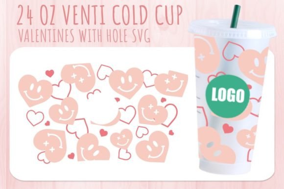 Smiley Heart Valentine’s Cup SVG 24oz